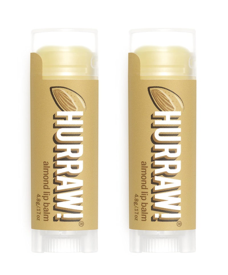 Hurraw! هراو! بلسم شفاه باللوز، عبوة 2: عضوي، معتمد كفيجن، خالي من القسوة والغلوتين. غير معدل وراثيًا، مكونات طبيعية 100%. خالي من العسل، الشيا، الصويا والنخيل. مصنوع في الولايات المتحدة - Image 1